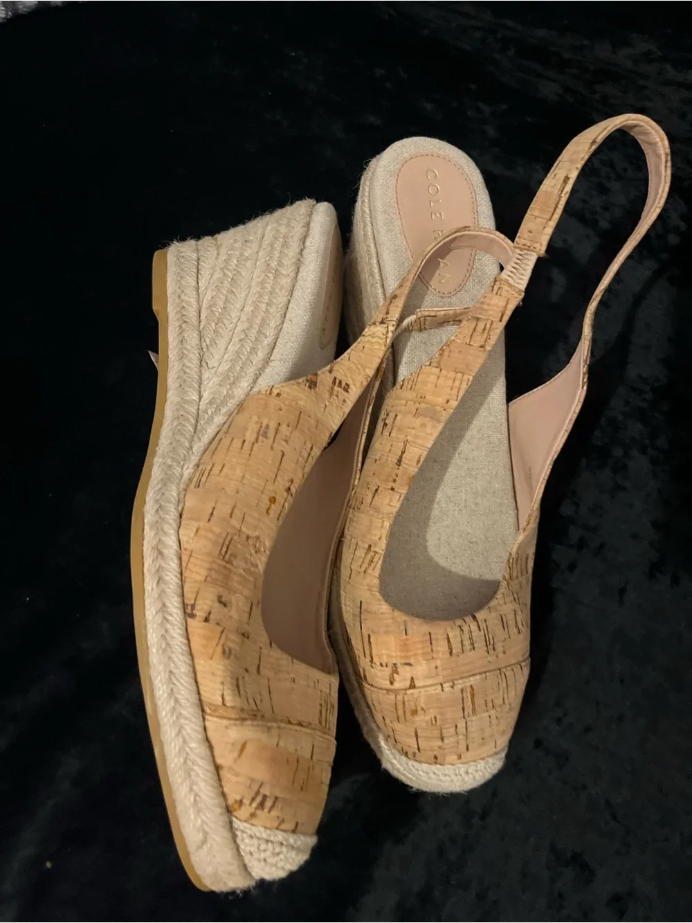 COLE HAAN WOMENS SHOES CLOUDFEEL CORK SLINGBACK ESPADRILLE WEDGE ELASTIC